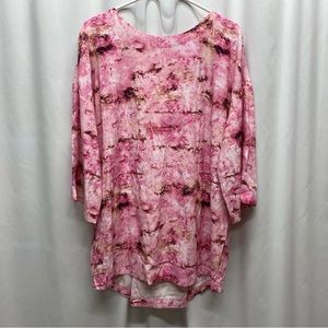 Soft Surroundings womens blouse size medium shirt Abilene magenta  tunic modest